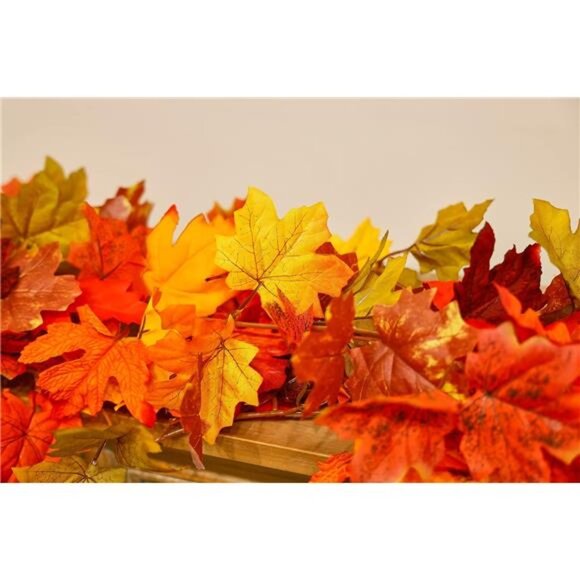 6PCS Fall Maple Leaves Garland, Party Joy 5.6Ft Artificial Maple Leaf Autumn - Picture 4 of 7